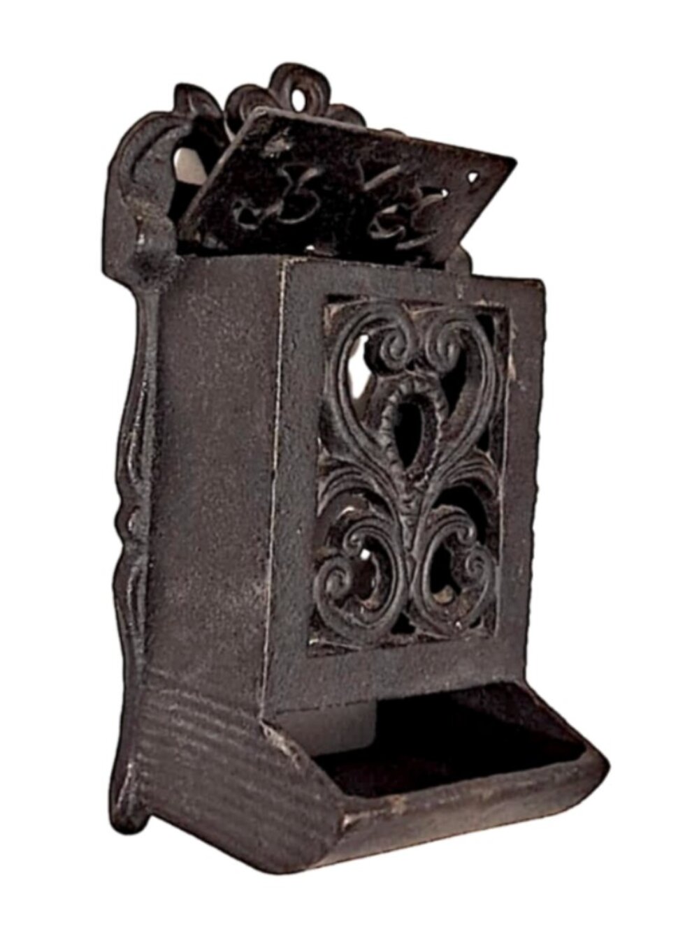 Vintage Cast Iron Match Holder Wall Mount DMP-2 Ornate Filigree Matchbox Holder